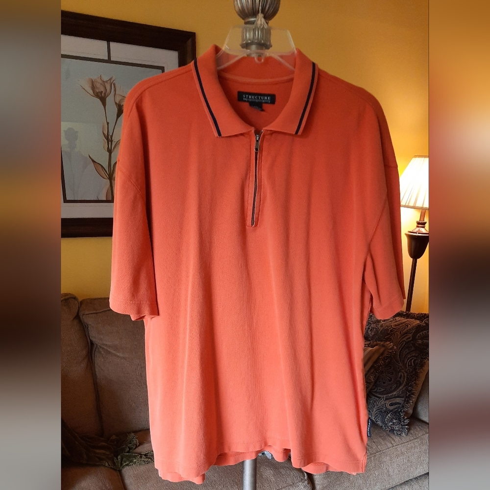Men's Structure Front Zip Polo Shirt